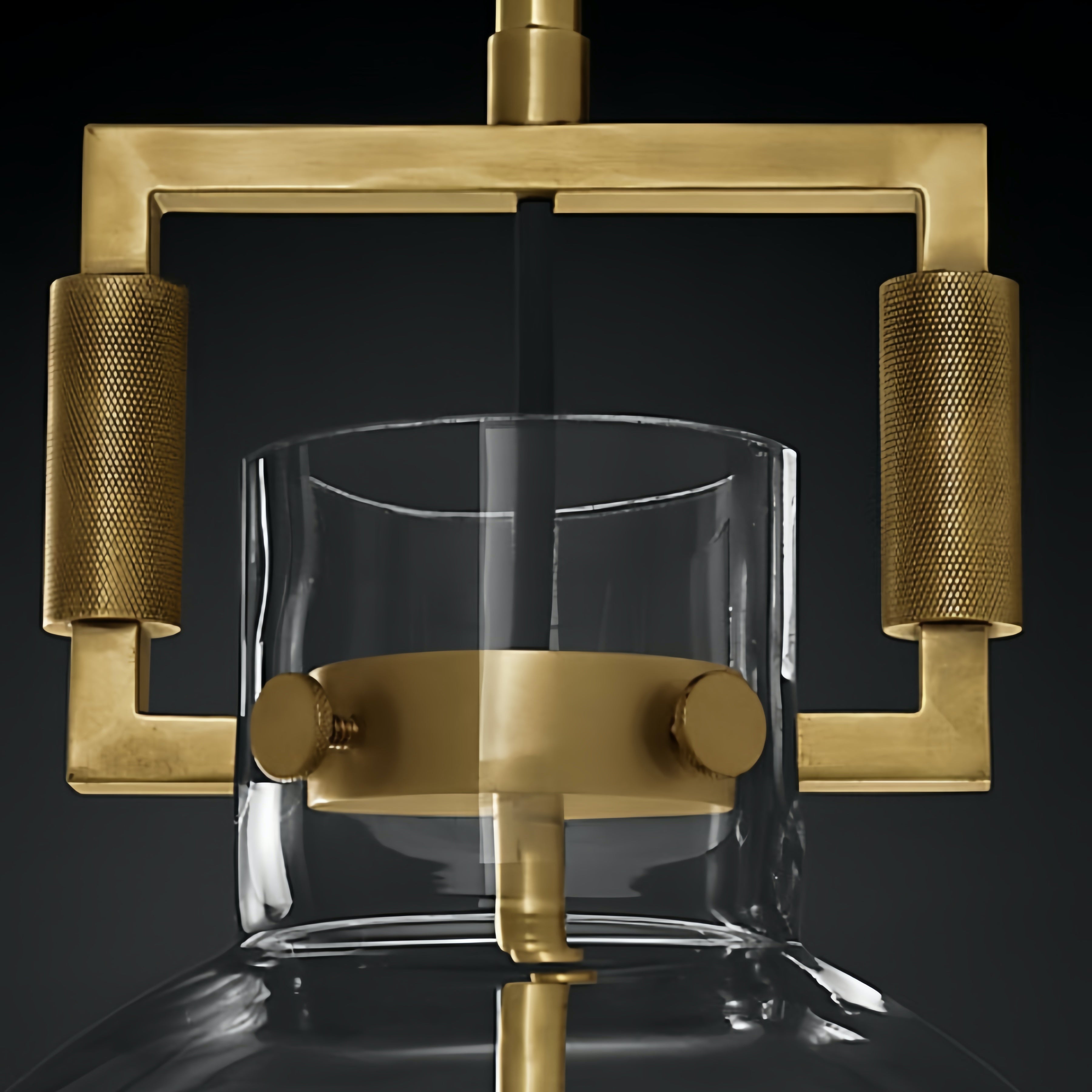 Machinist Glass Globe Pendant Light - Ball Clear Glass Lamp with Chain