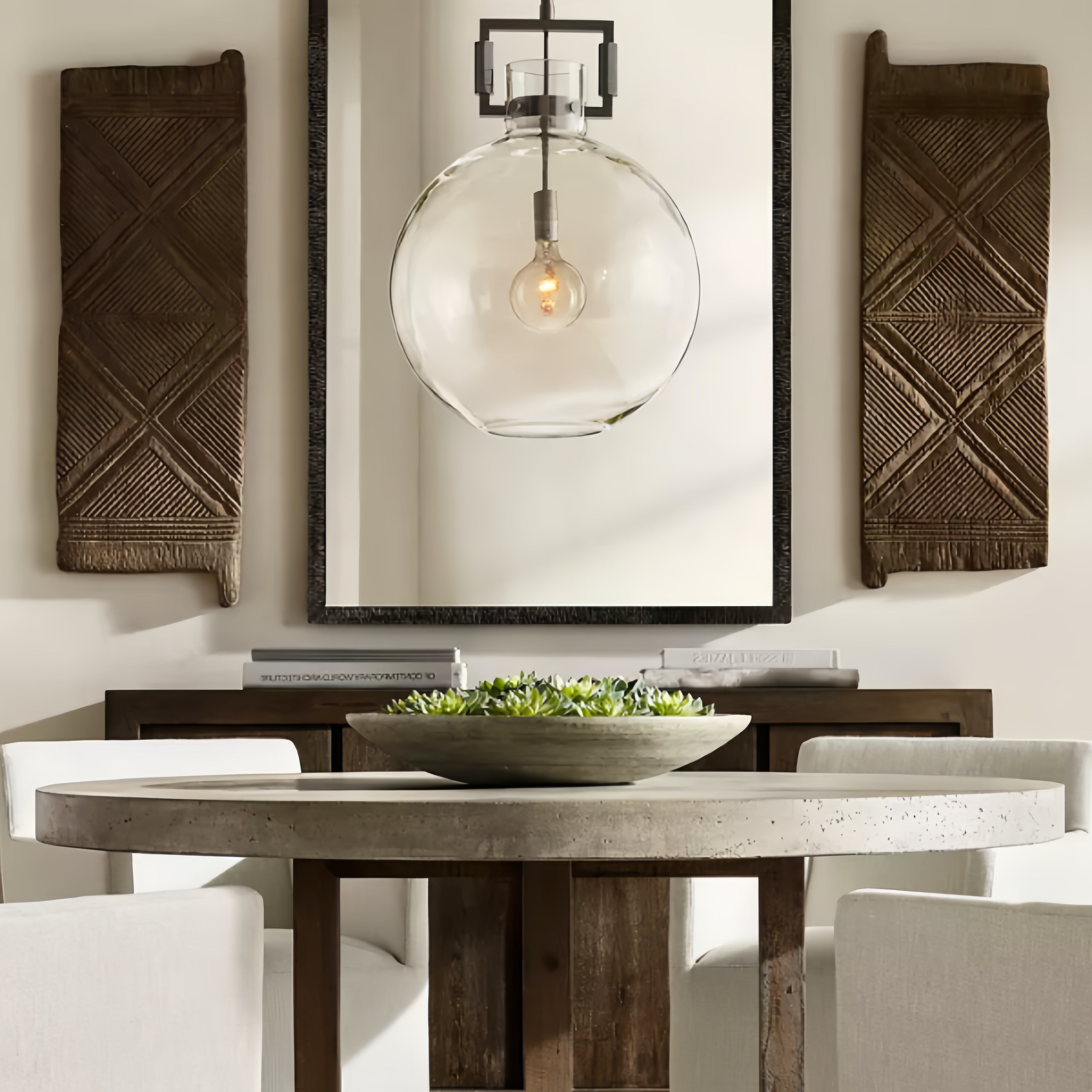 Machinist Glass Globe Pendant Light - Ball Clear Glass Lamp with Chain