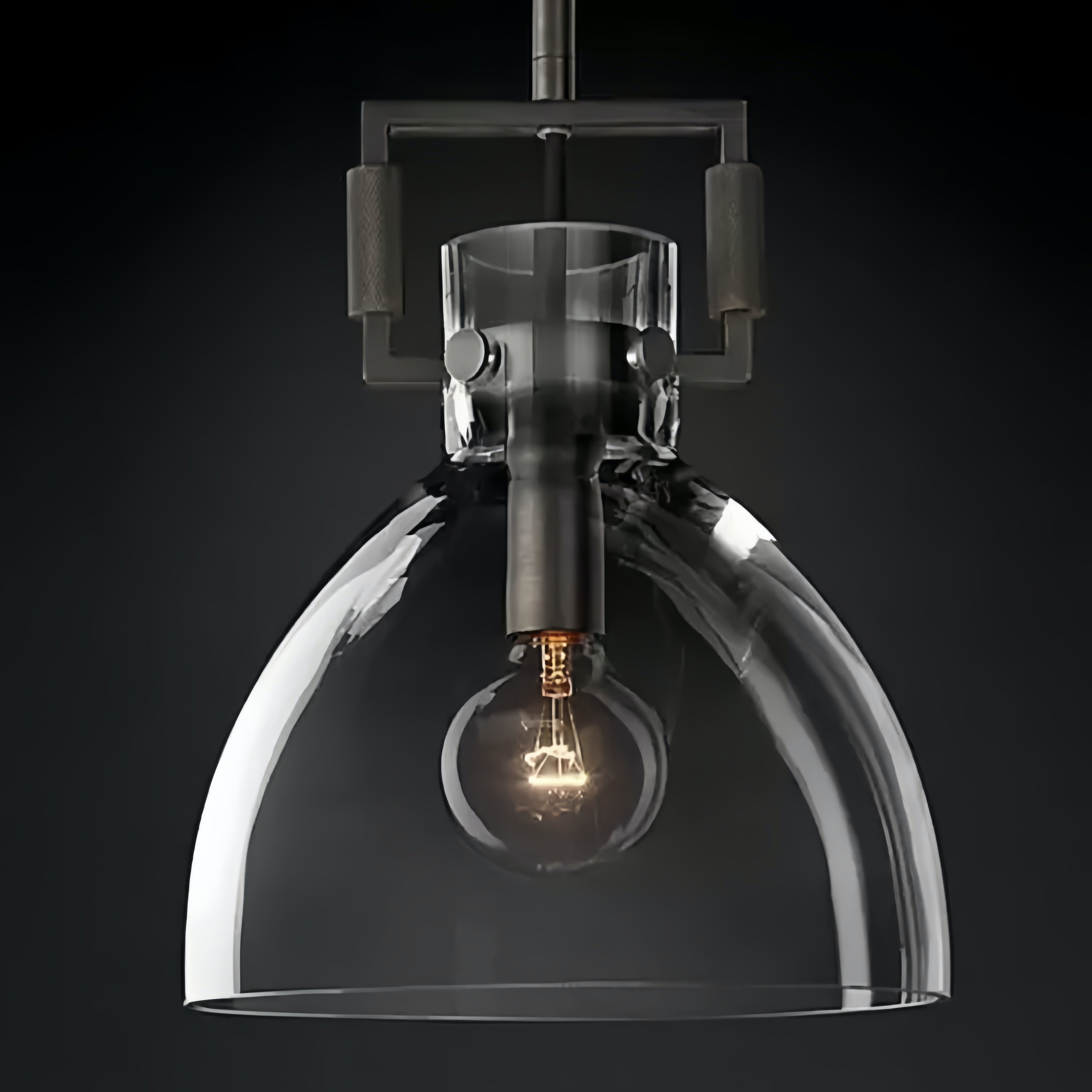 Machinist Glass Globe Pendant Light - Ball Clear Glass Lamp with Chain