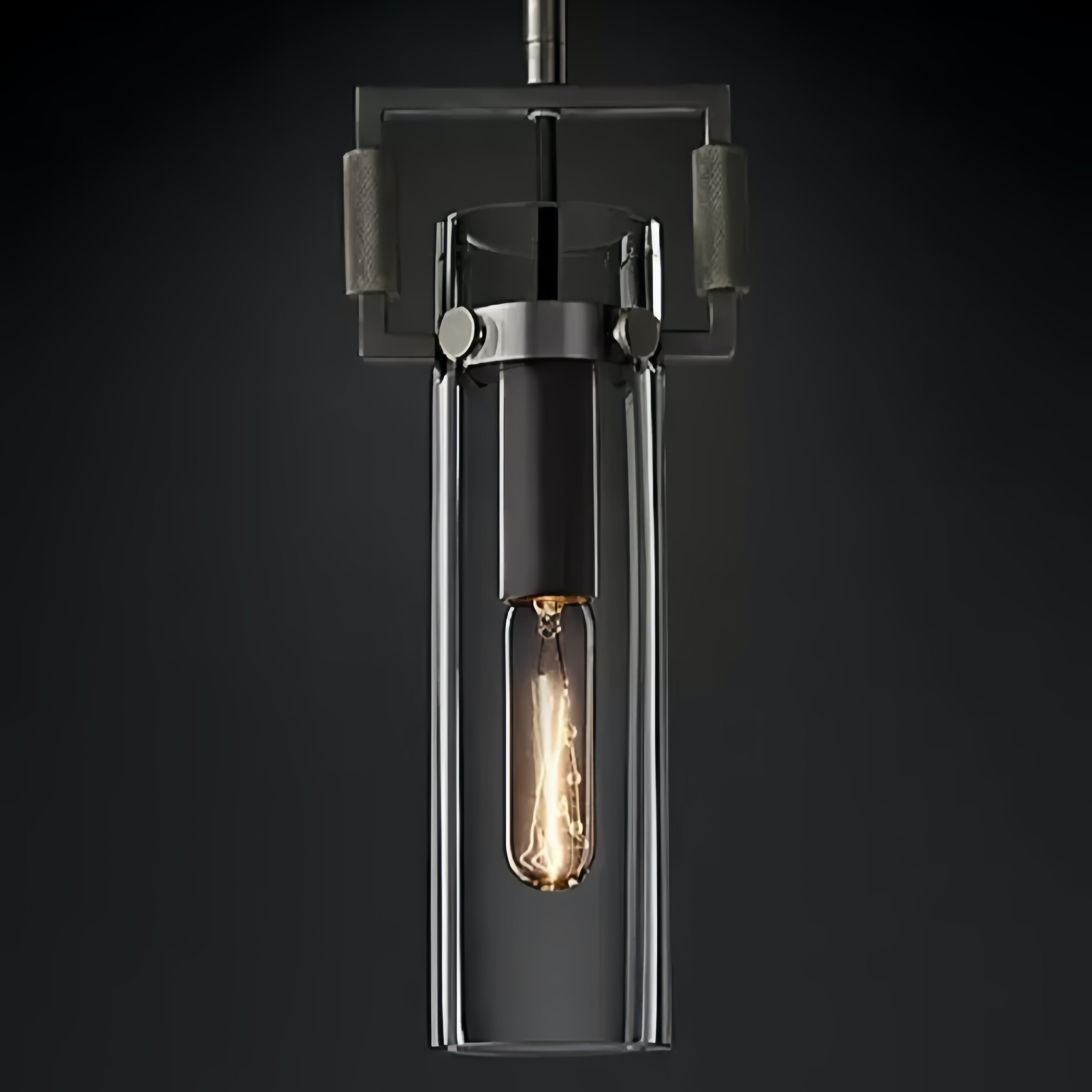 Machinist Glass Globe Pendant Light - Ball Clear Glass Lamp with Chain