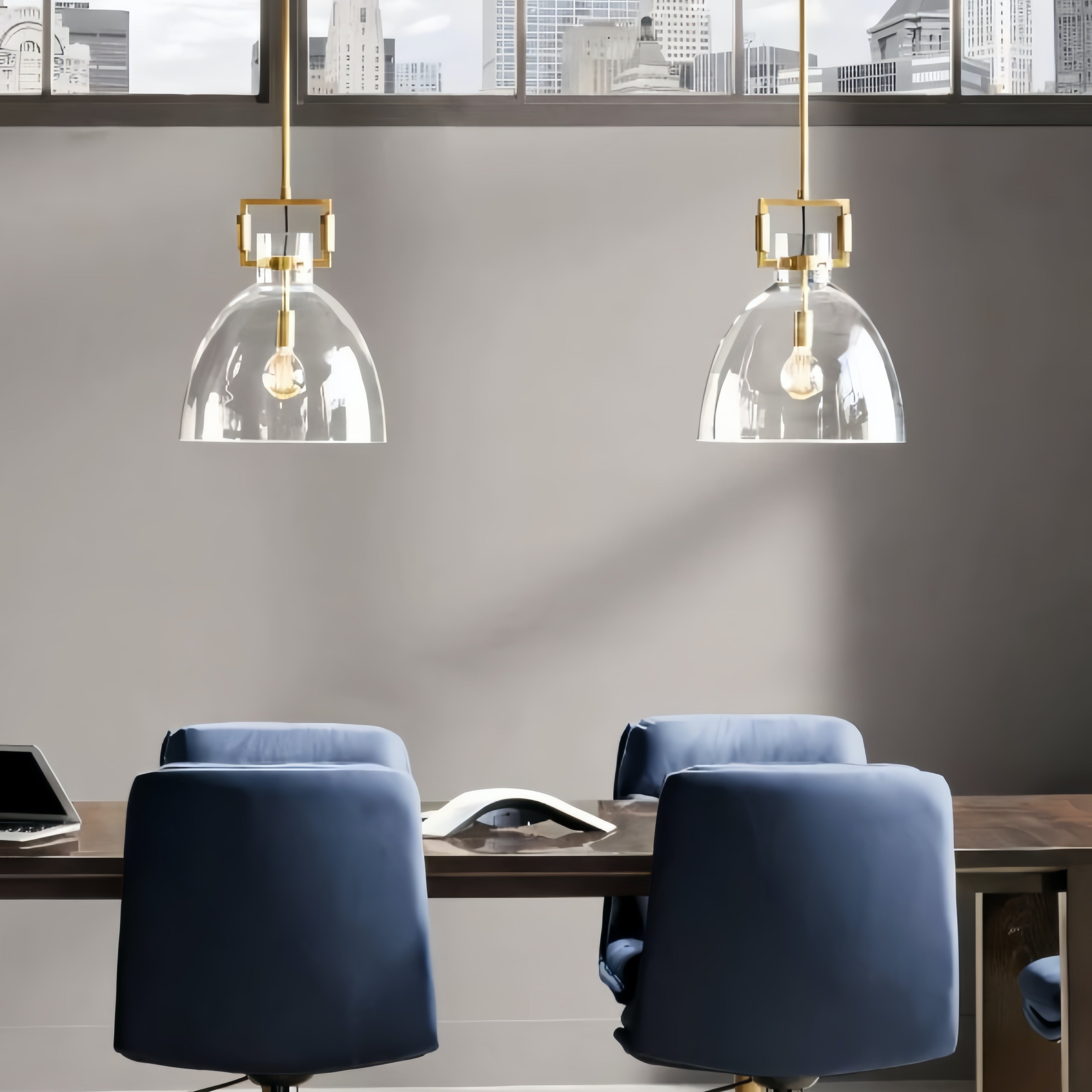 Machinist Glass Globe Pendant Light - Ball Clear Glass Lamp with Chain