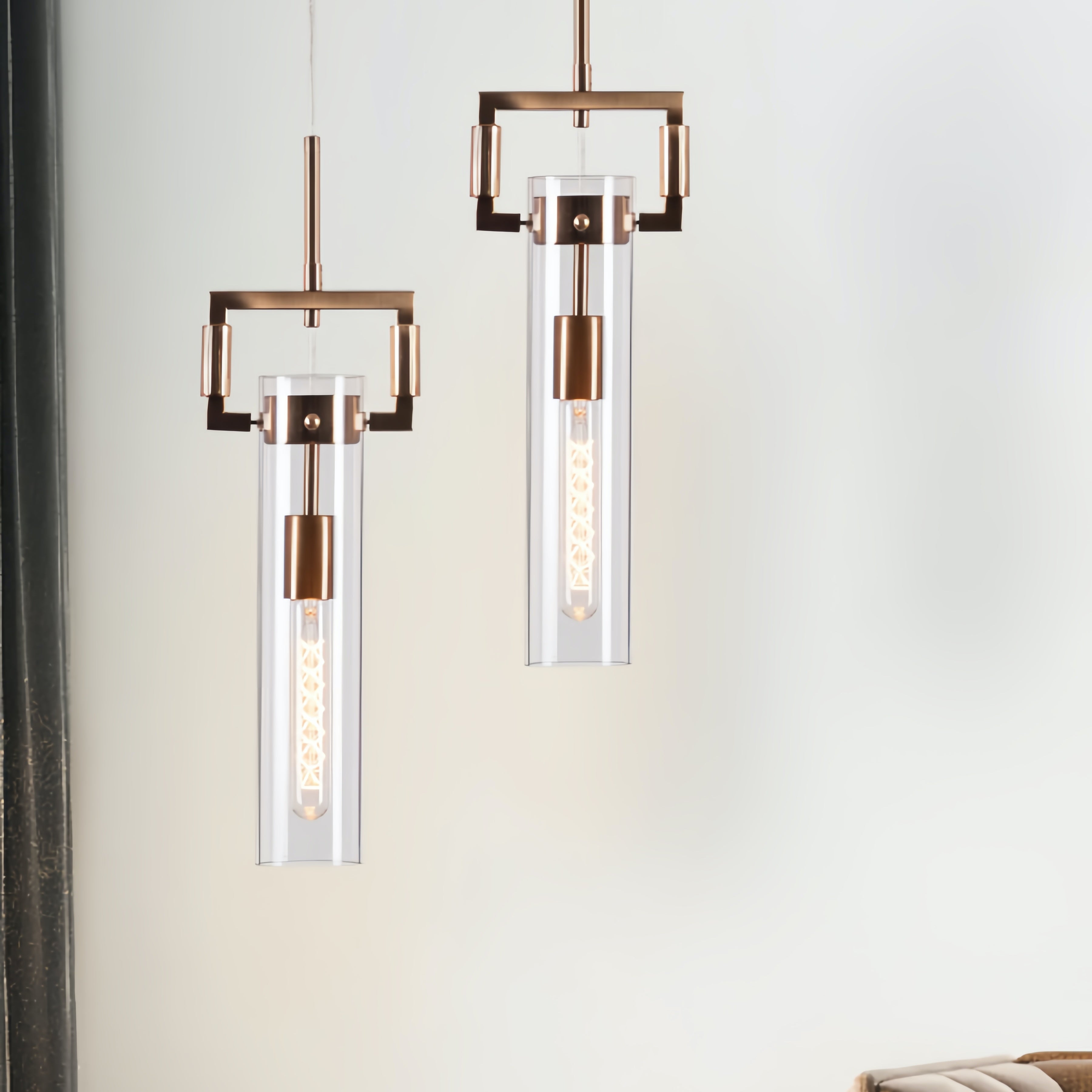 Machinist Glass Globe Pendant Light - Ball Clear Glass Lamp with Chain