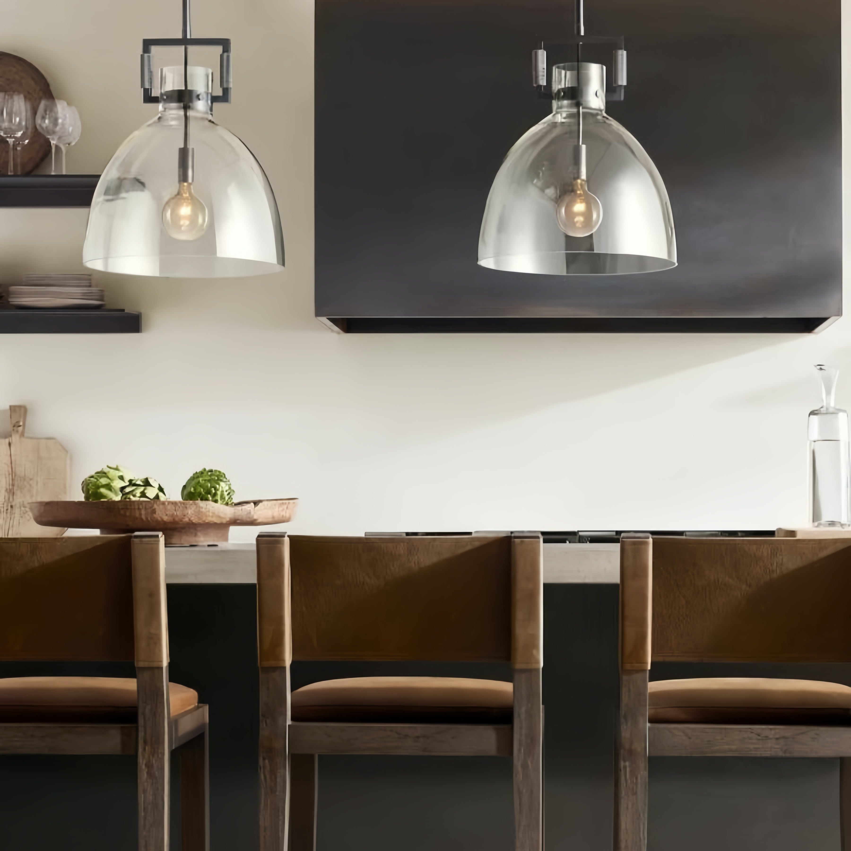 Machinist Glass Globe Pendant Light - Ball Clear Glass Lamp with Chain