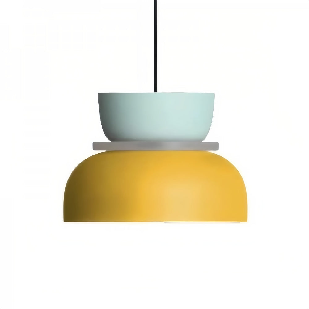 Nordic Style Macaron Pendant Light - Modern Color Block Bowl Shade Lamp