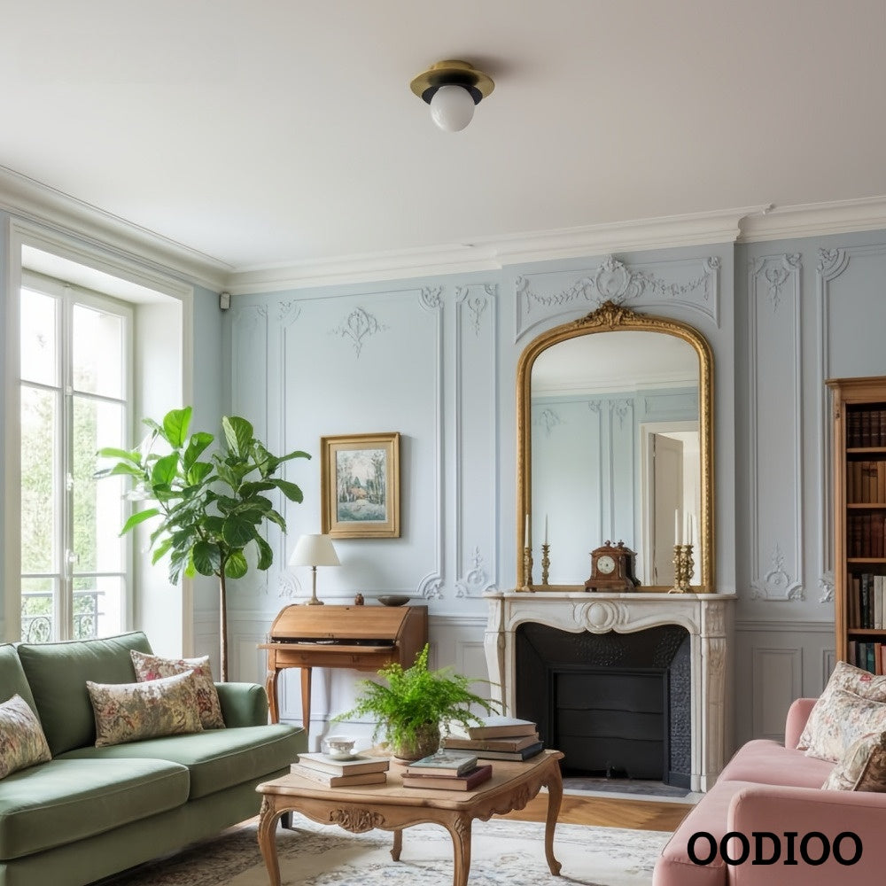 Artivo Layered Brass Globe Light – Versatile Opal Glass Ceiling or Wall Sconce for Stylish Spaces