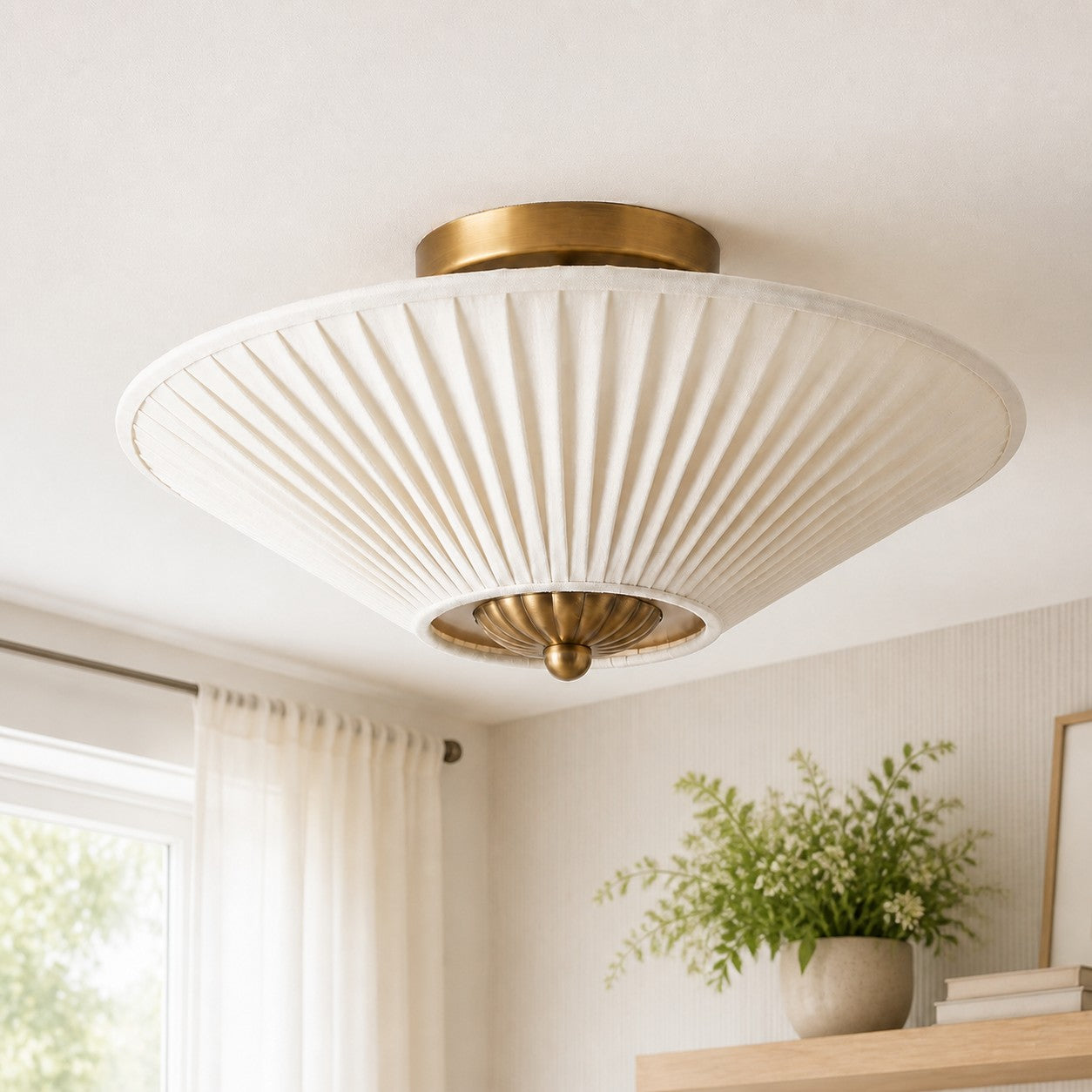Elumina Silk Semi-Flush Mount - Modern Fabric Ceiling Light Fixture