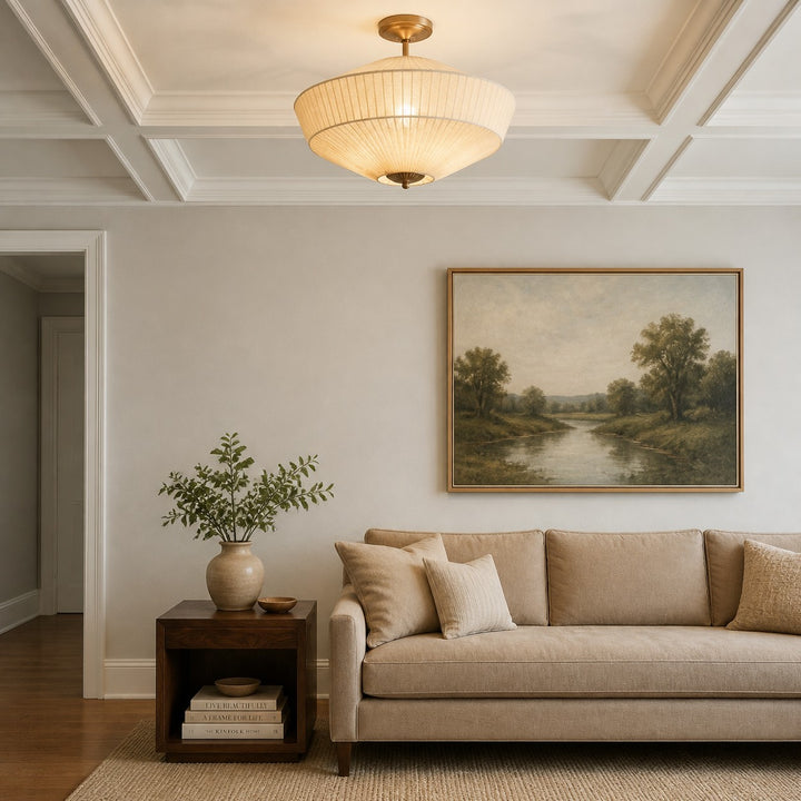 Elumina Silk Semi-Flush Mount - Modern Fabric Ceiling Light Fixture