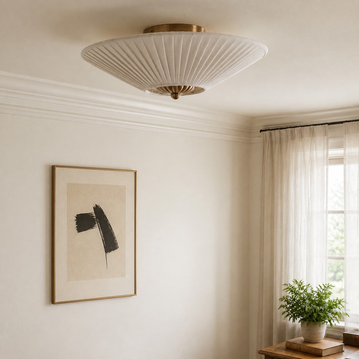 Elumina Silk Semi-Flush Mount - Modern Fabric Ceiling Light Fixture