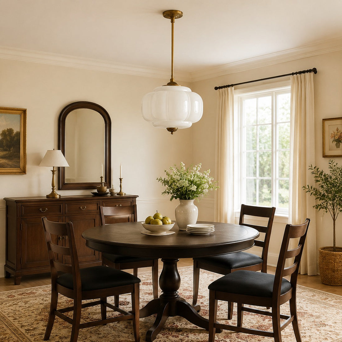 Antique Brass Green Glass Eloise Pendant Light