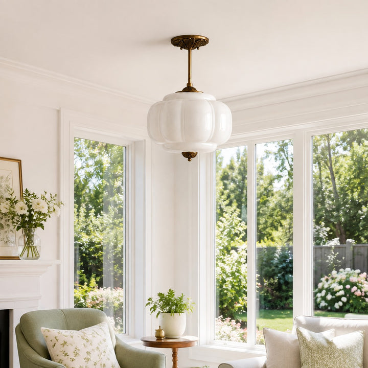 Antique Brass Green Glass Eloise Pendant Light