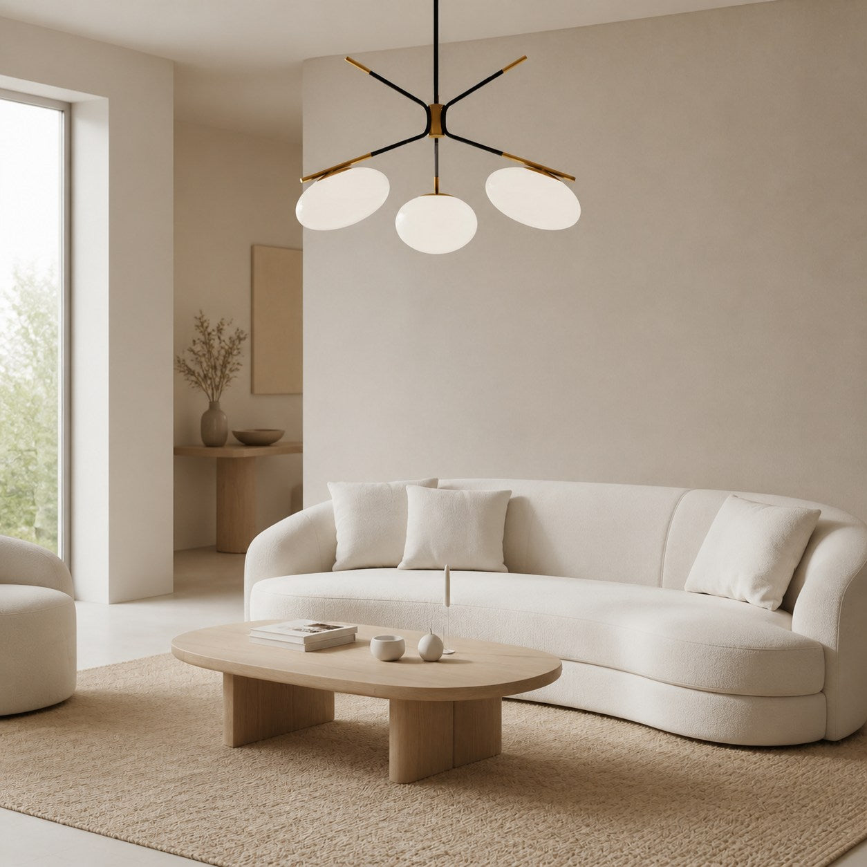 Brimush Flattened-Globe Pendant Lamp – Minimalist Architectural Form