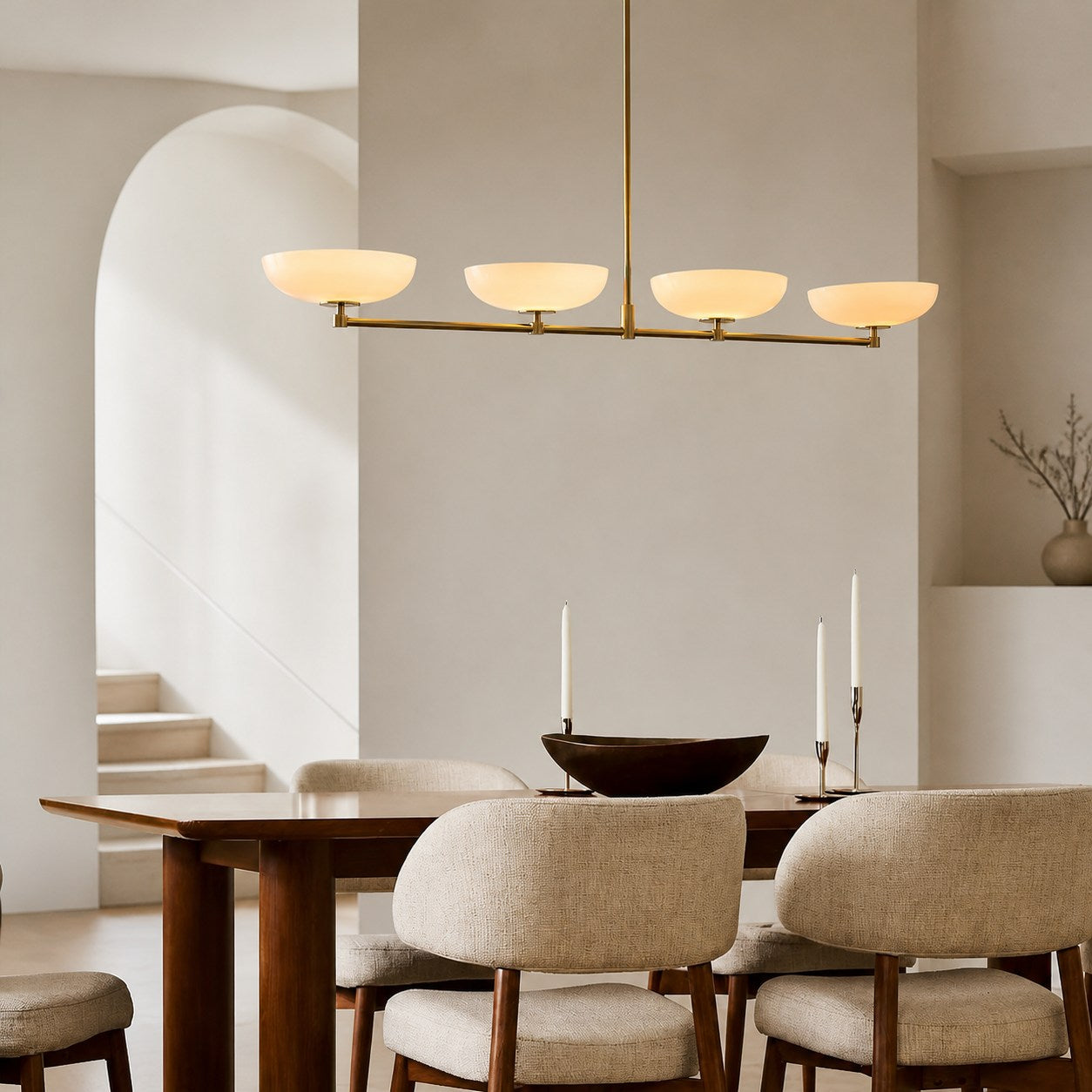 Vega Glass Mid-Century Modern Globe Chandelier with Glass Shades for Dining Room and Kitchen Island