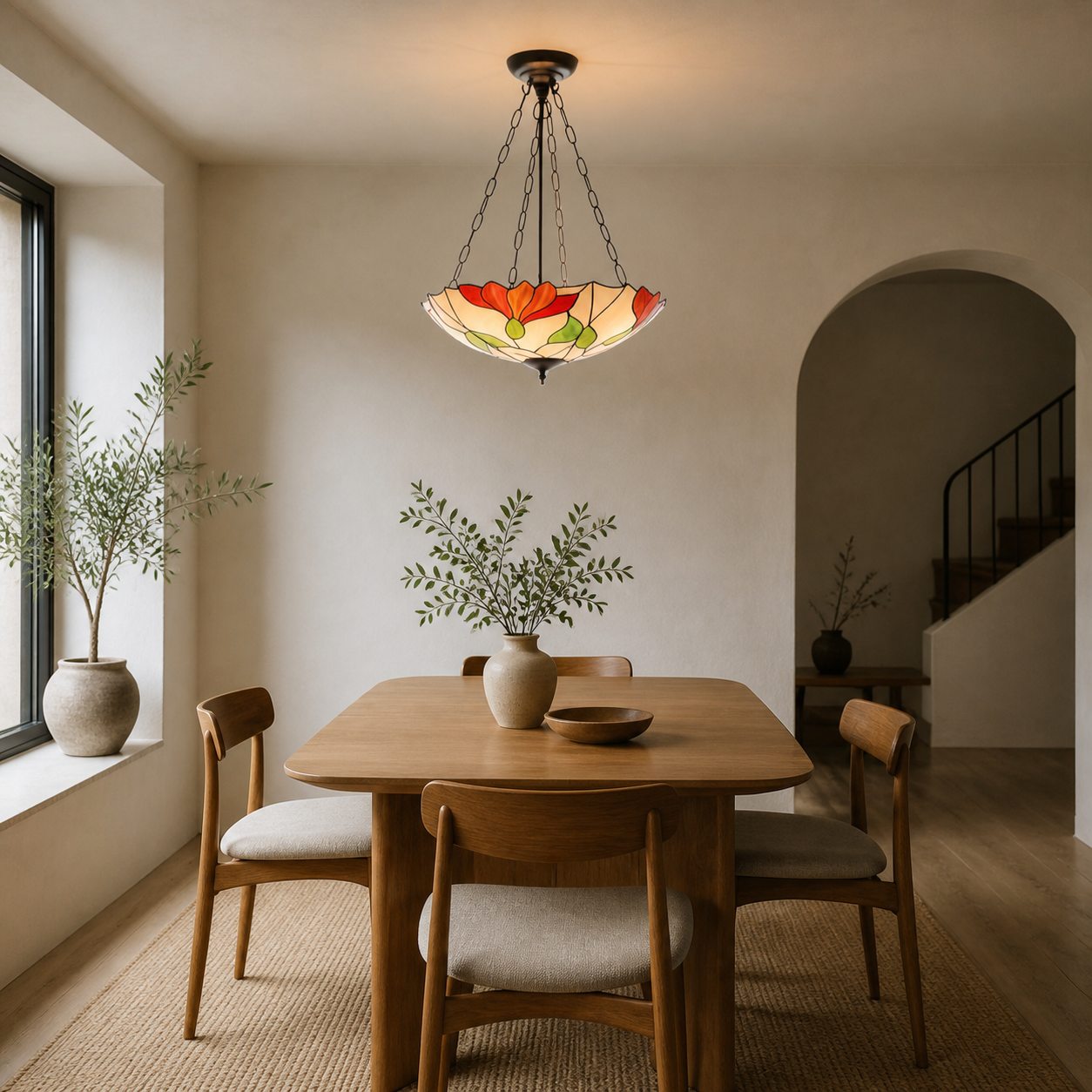 TF Botanica Floral Glass Ceiling & Pendant Lighting - Art Glass Style Fixture for Rooms