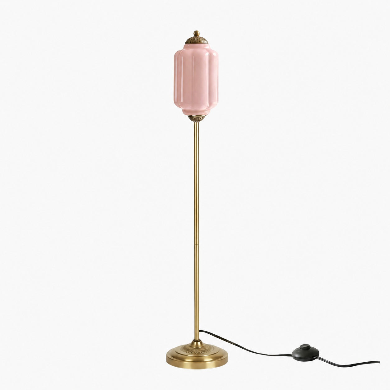 Eloise Textured Glass Pumpkin-Inspired Floor Lamp - Organic Artistry and Retro Style for Living Rooms
