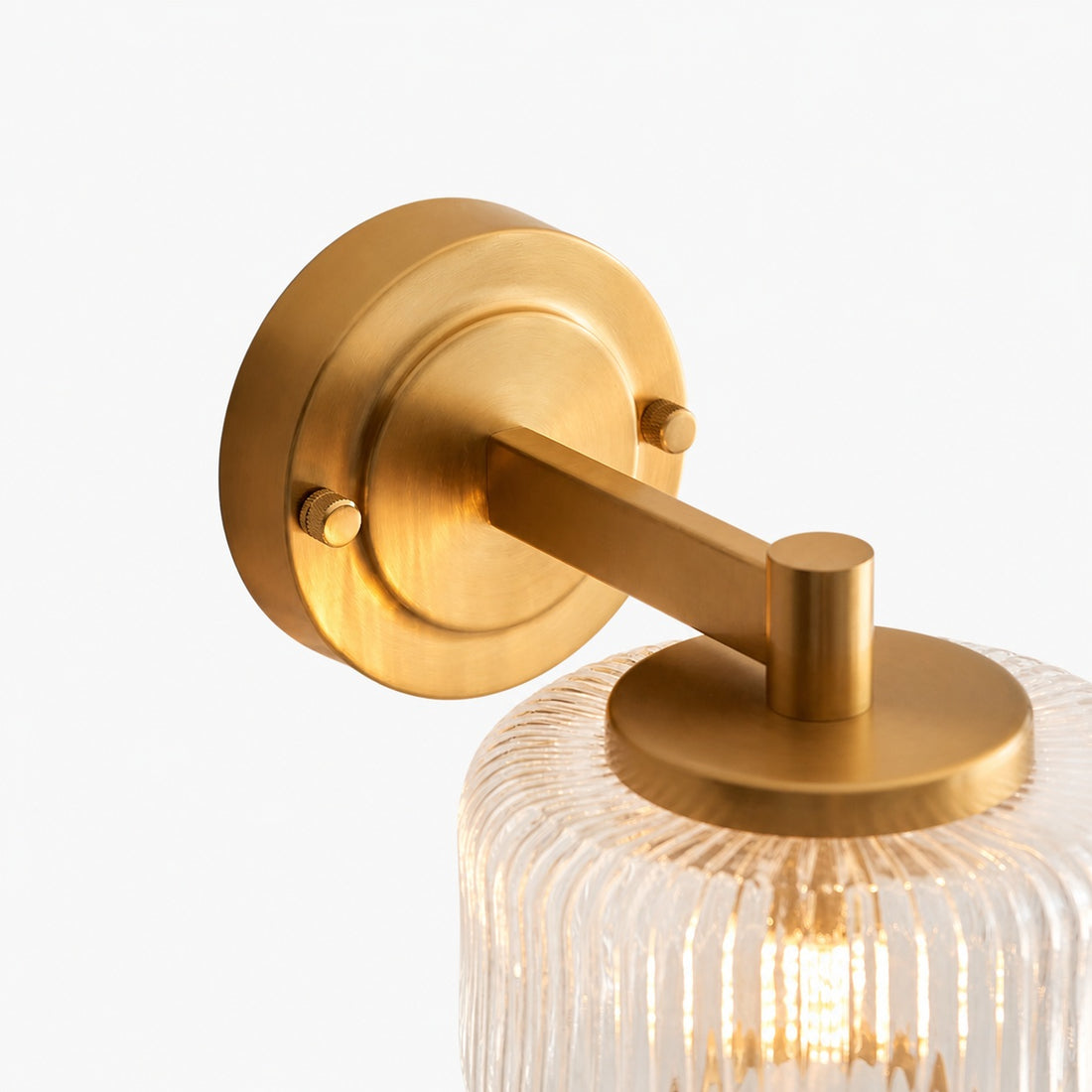 Canovus Ribbed Glass Shade Wall Lamp - Elegant Brass Sconce for Living Room Lighting