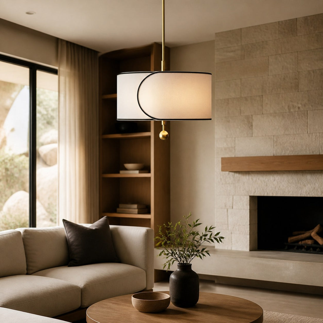 Roven 3-Light Drum Pendant Light – Modern Transitional Layered Fabric for Dining Room or Living Room