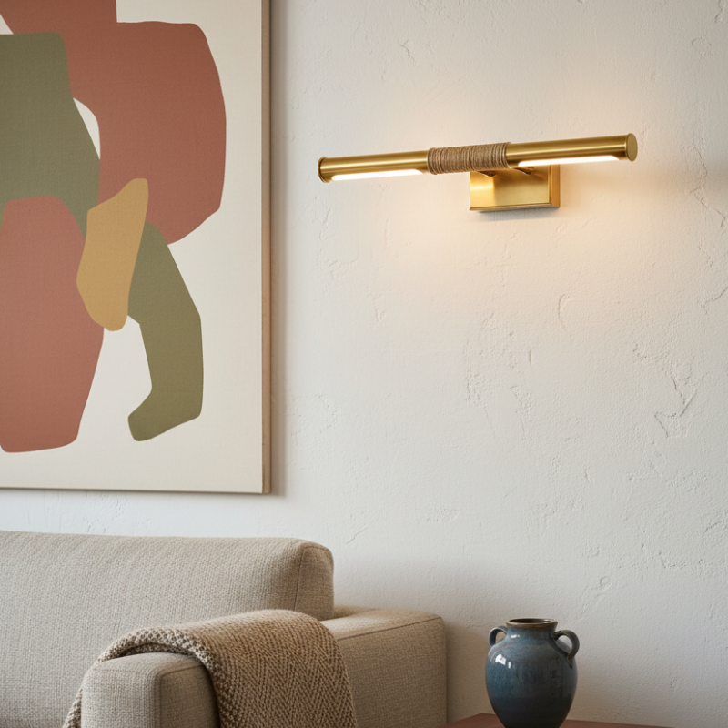Aurix Picture Light - Slim Wrapped‑Center Bar Design Metal Finish Wall Lamp for Gallery & Hallway