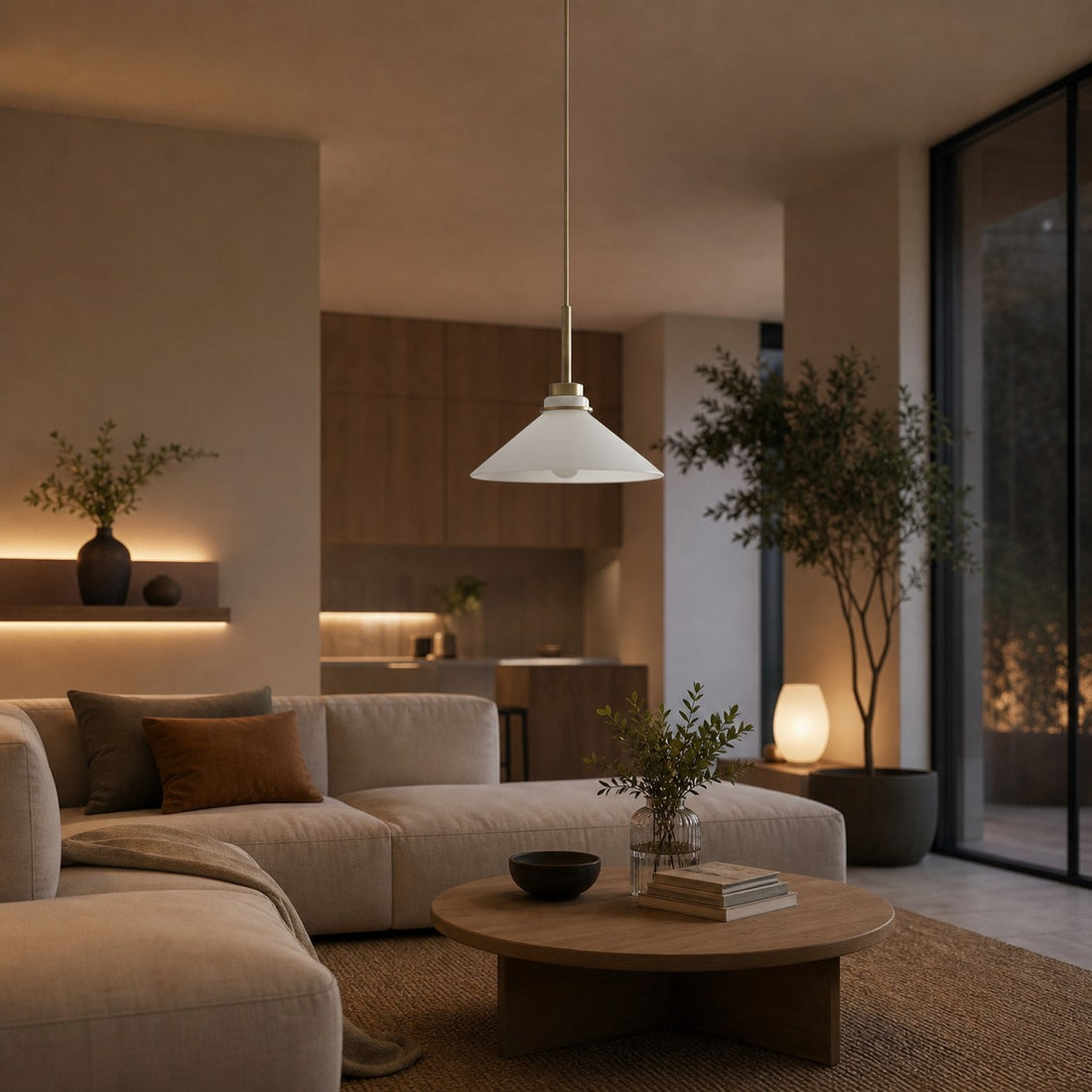 Aurenza Modern Farmhouse Pendant Light - Adjustable Shade for Warm Ambiance