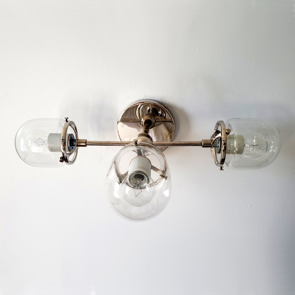 Stylish Three - Light Design Glass Shades Hallway Wall Light