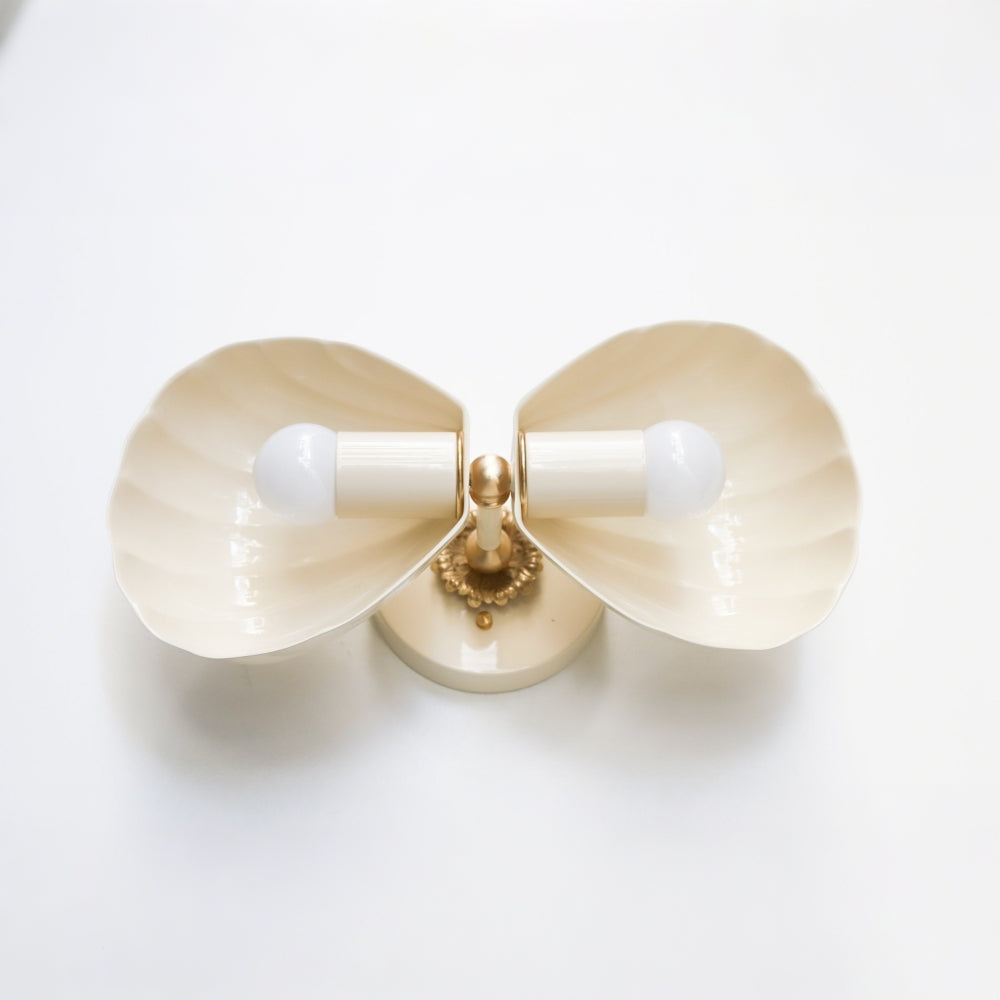 Coastal Shell Wall Light - Double Sconce with Steel and Brass Finish