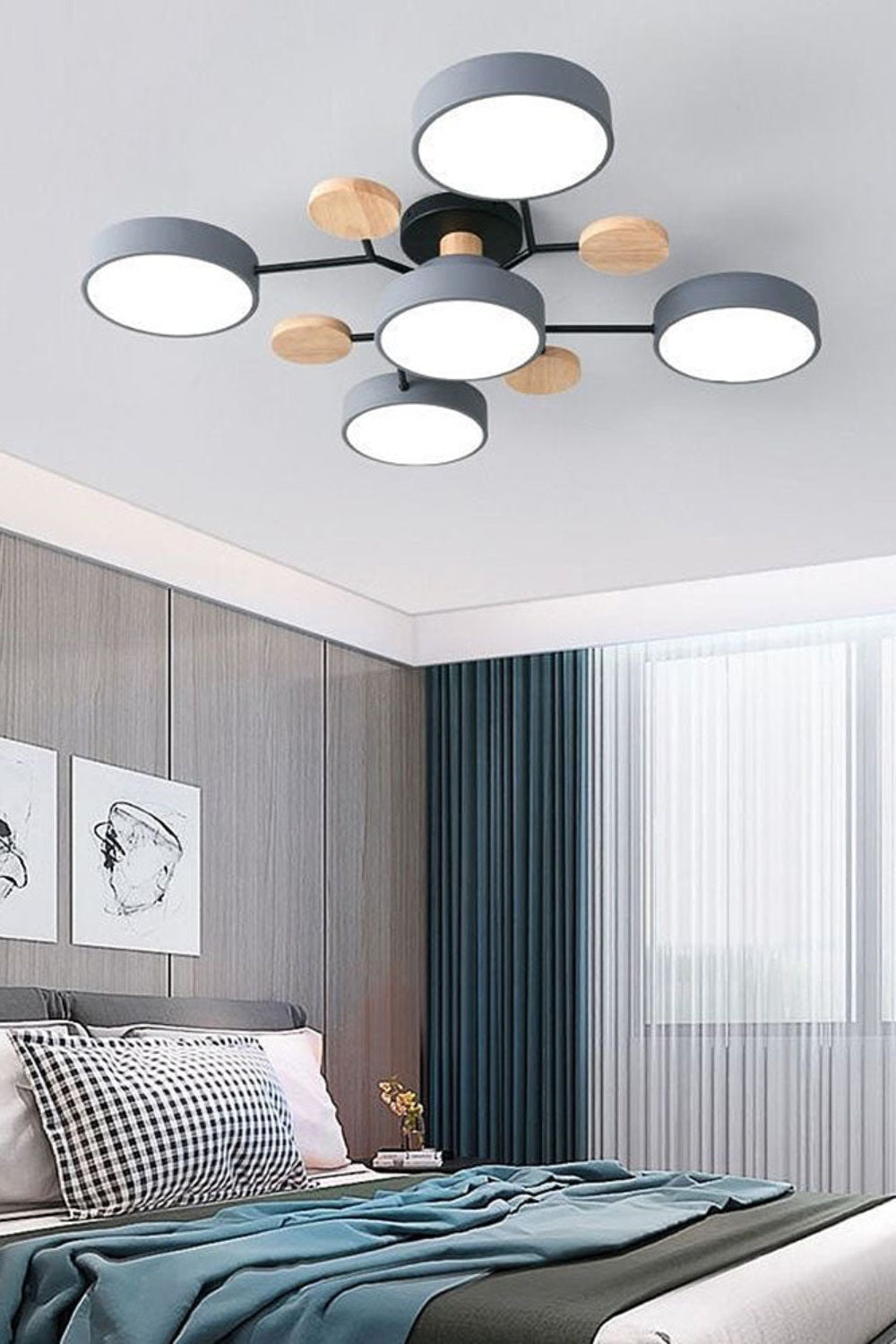 Multihead Disc Morandi Color Branch Ceiling Light