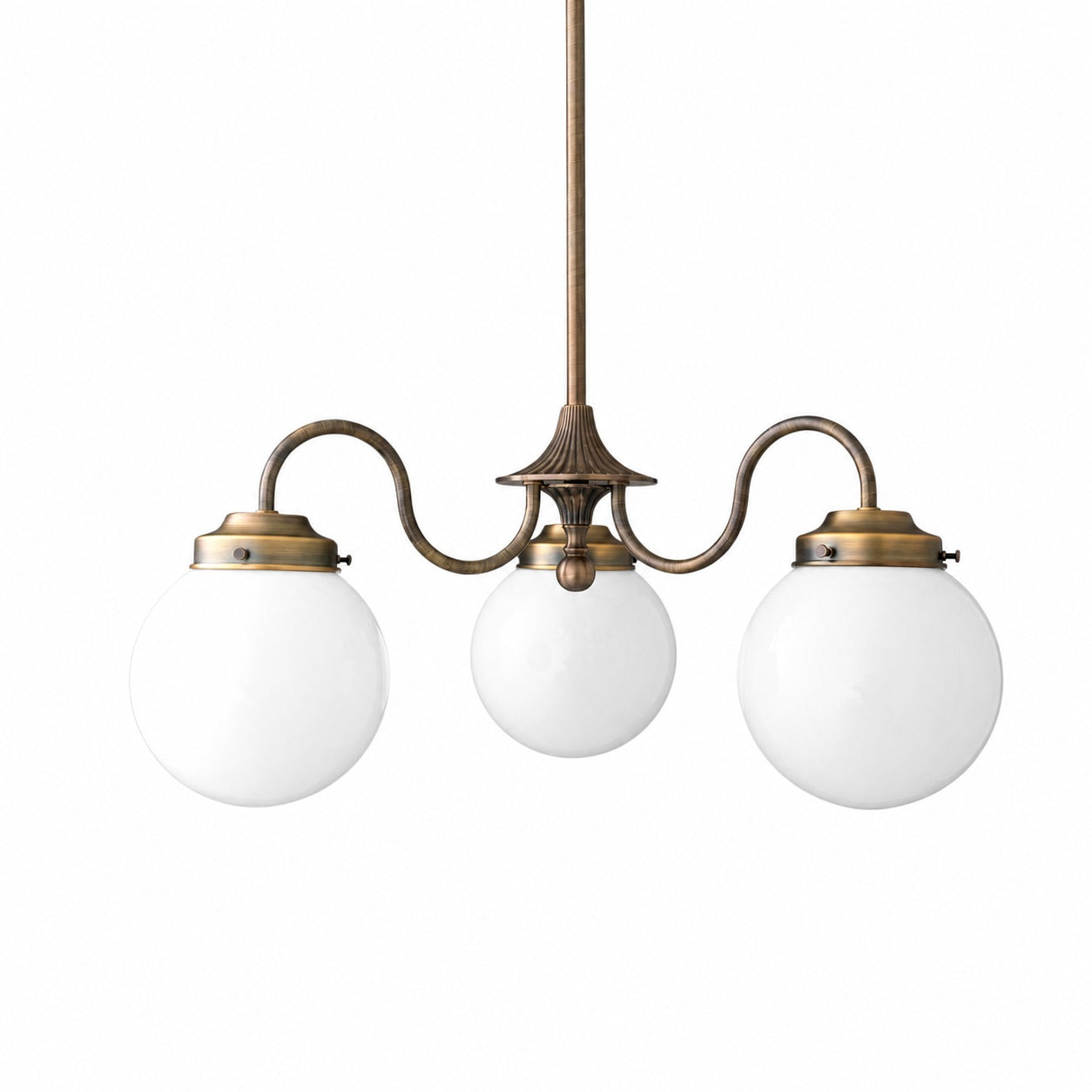 Glorica Glass Vintage Globe Chandelier - Brass 3-Light Frosted Glass Hanging Fixture