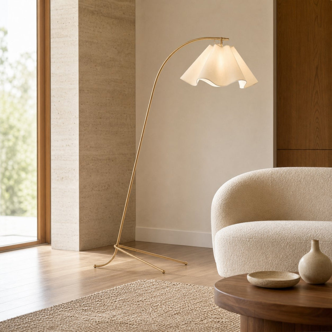 Oslan Scalloped Shade Floor Lamp - Modern Lighting with Arched Base