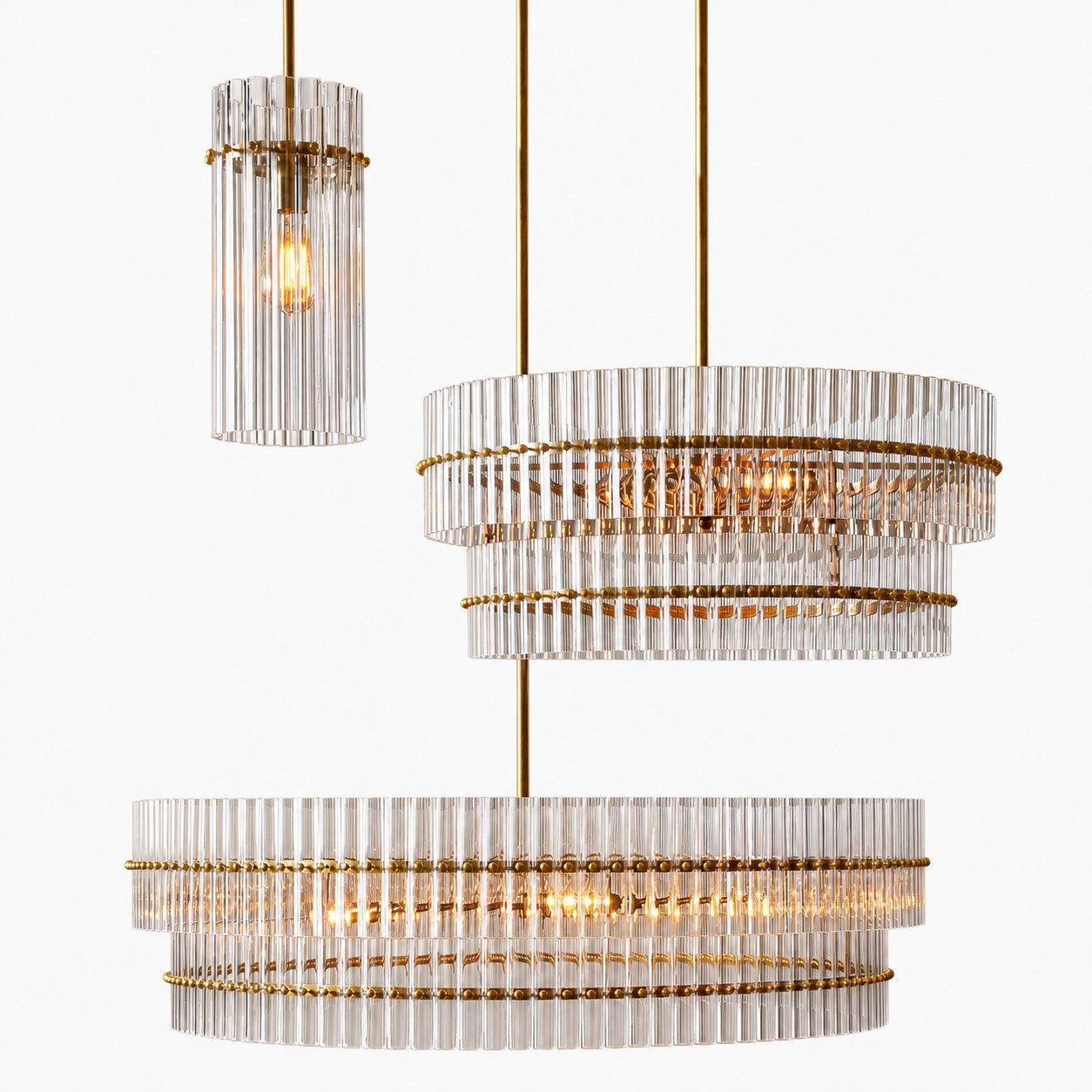 Lumora Crystal Pendant Light – Elegant Tumbled Brass & Cut Glass