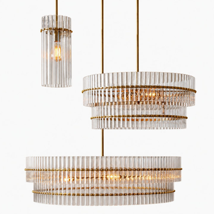 Lumora Crystal Pendant Light – Elegant Tumbled Brass & Cut Glass