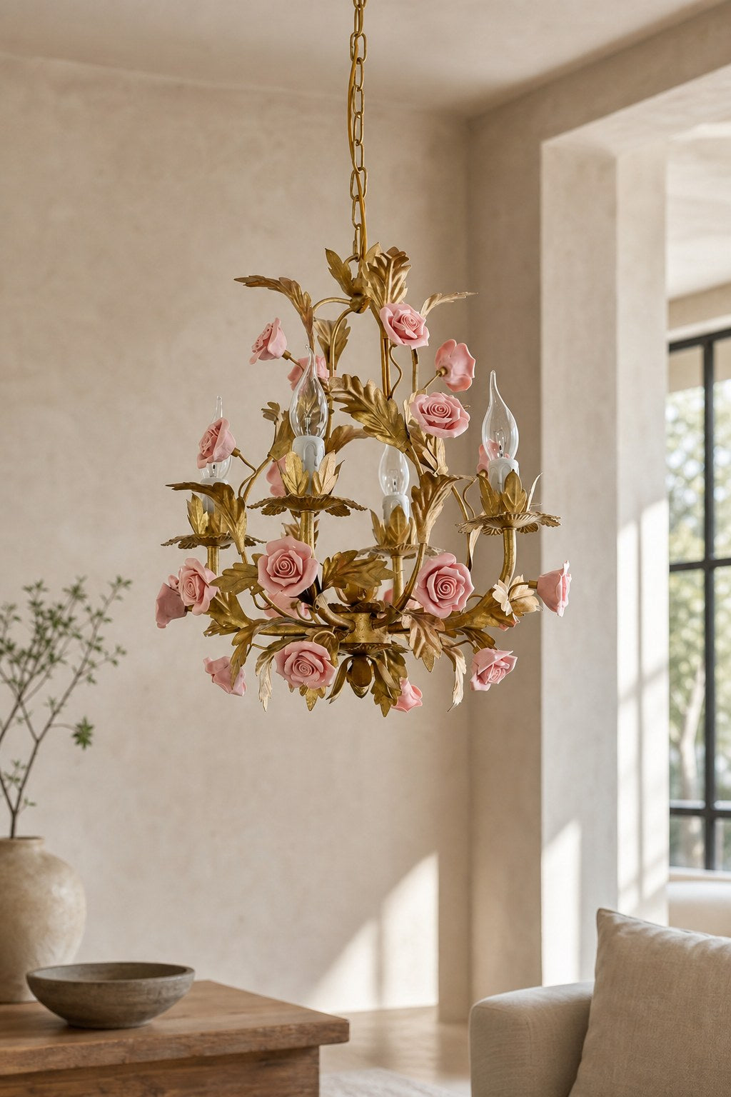 Ceramic Rose Chandelier