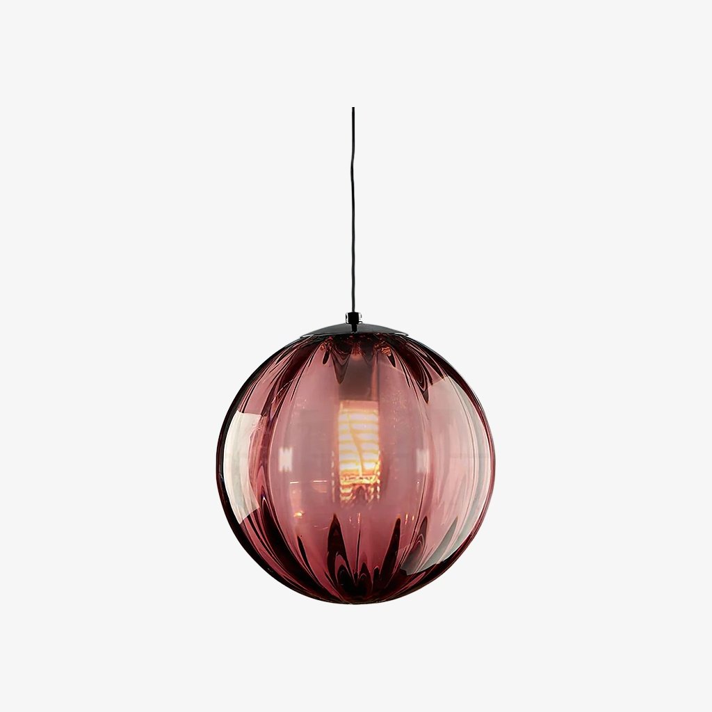Lunorie Iron Metal Glass Globe Pendant Light - Sculpted Adjustable Pendant for Dining Spaces