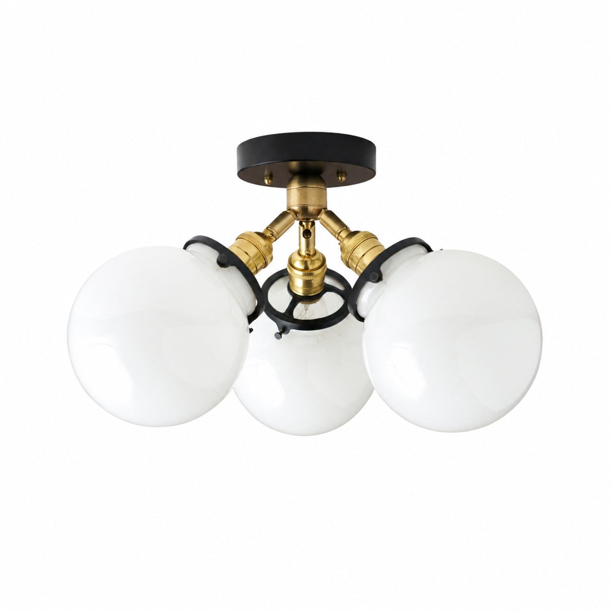 Glorica Glass Globe Light - Mid Century Semi Flush Ceiling Lamp