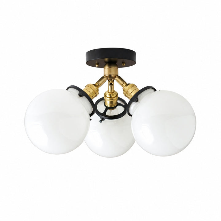 Glorica Glass Globe Light - Mid Century Semi Flush Ceiling Lamp