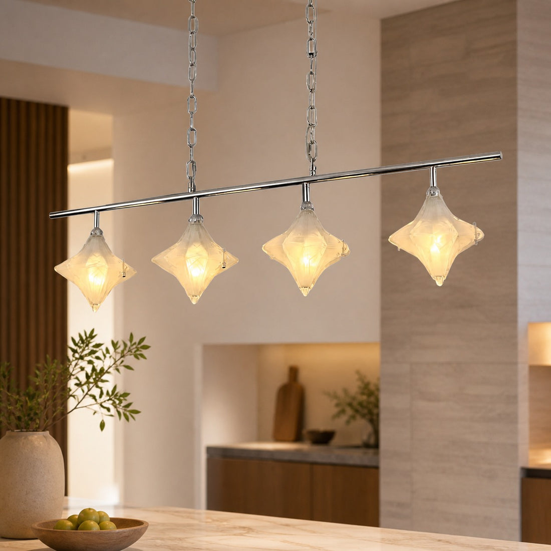 Art Deco Star Linear Pendant Light - Elegant Lighting for Kitchen Island  - Astris Cassiopeia