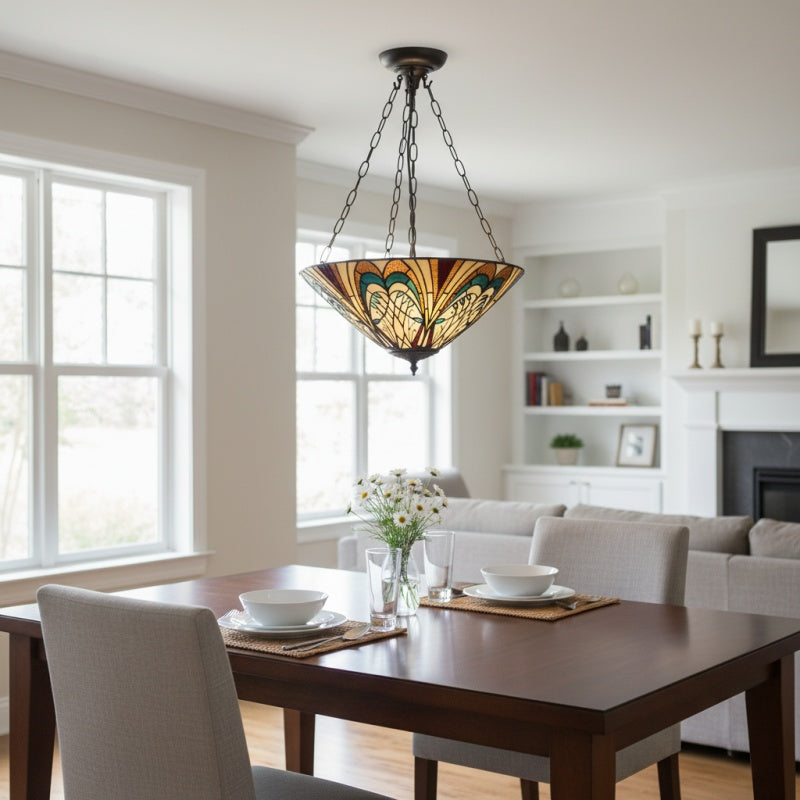 TF Hector Ceiling Light – Handcrafted Stained Glass Design Semi‑Flush or Pendant Fixture for Home