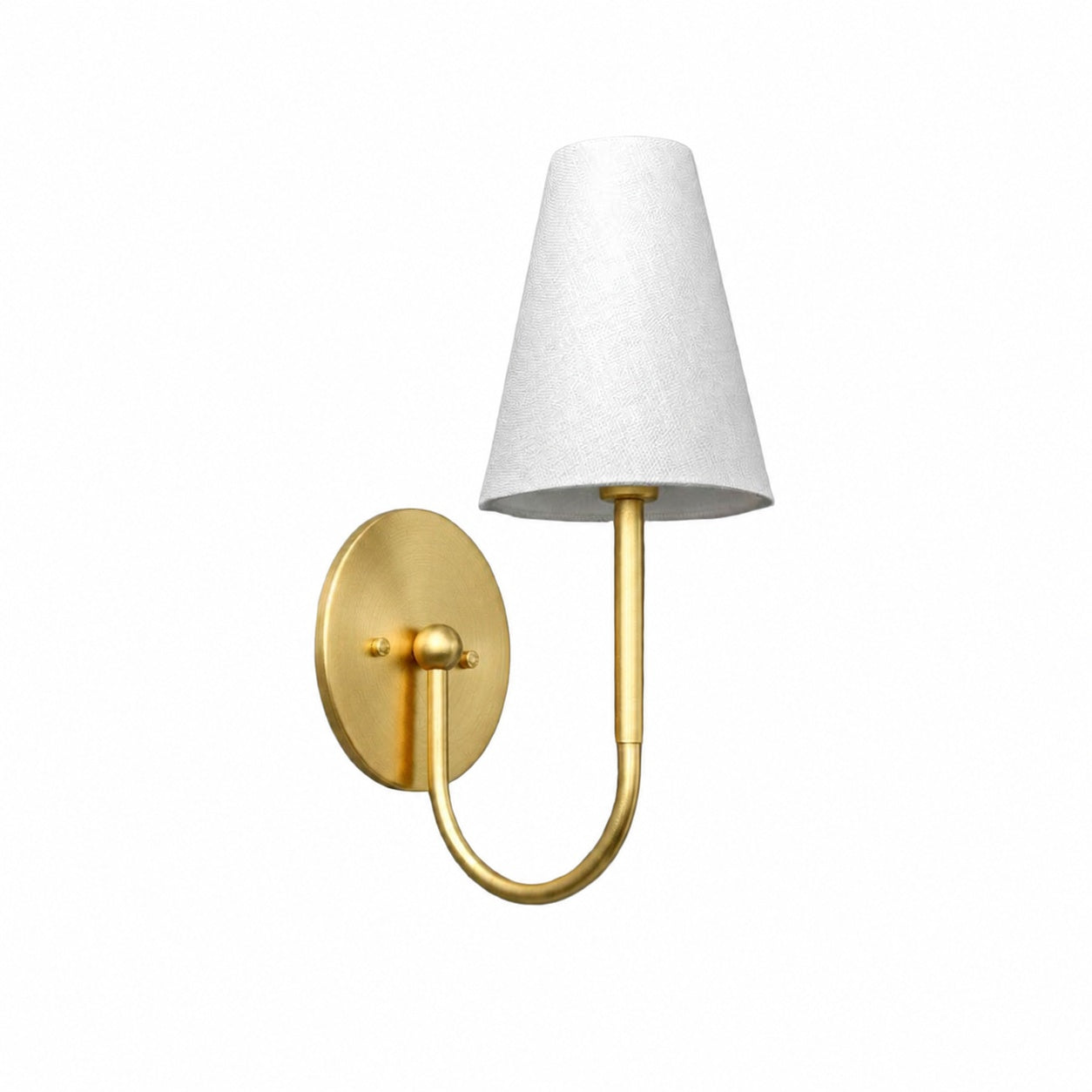 Curva Metal Collection Traditional Wall Light - Brass Finish with Shade