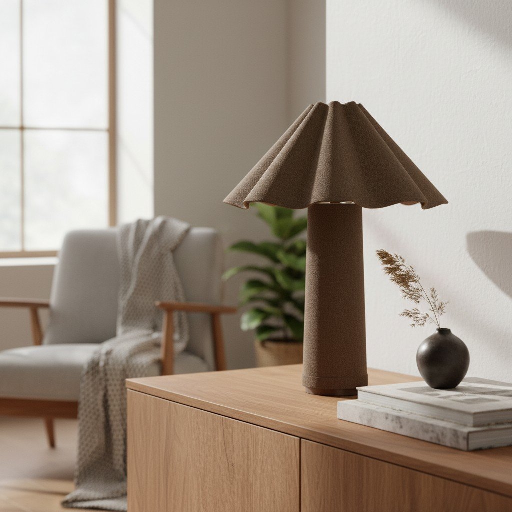 Weavara Contemporary Accent Table Lamp – Fabric‑Covered Decorative Lighting for Living Space or Office