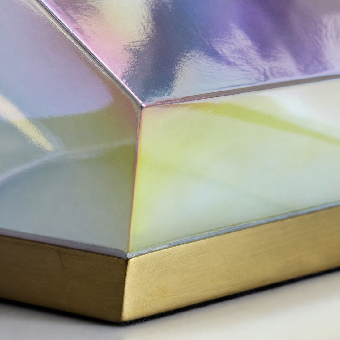 Nera Glass Gem Table Lamp - Iridescent Glass Shade with Antique Brass Base for Living Room Accent