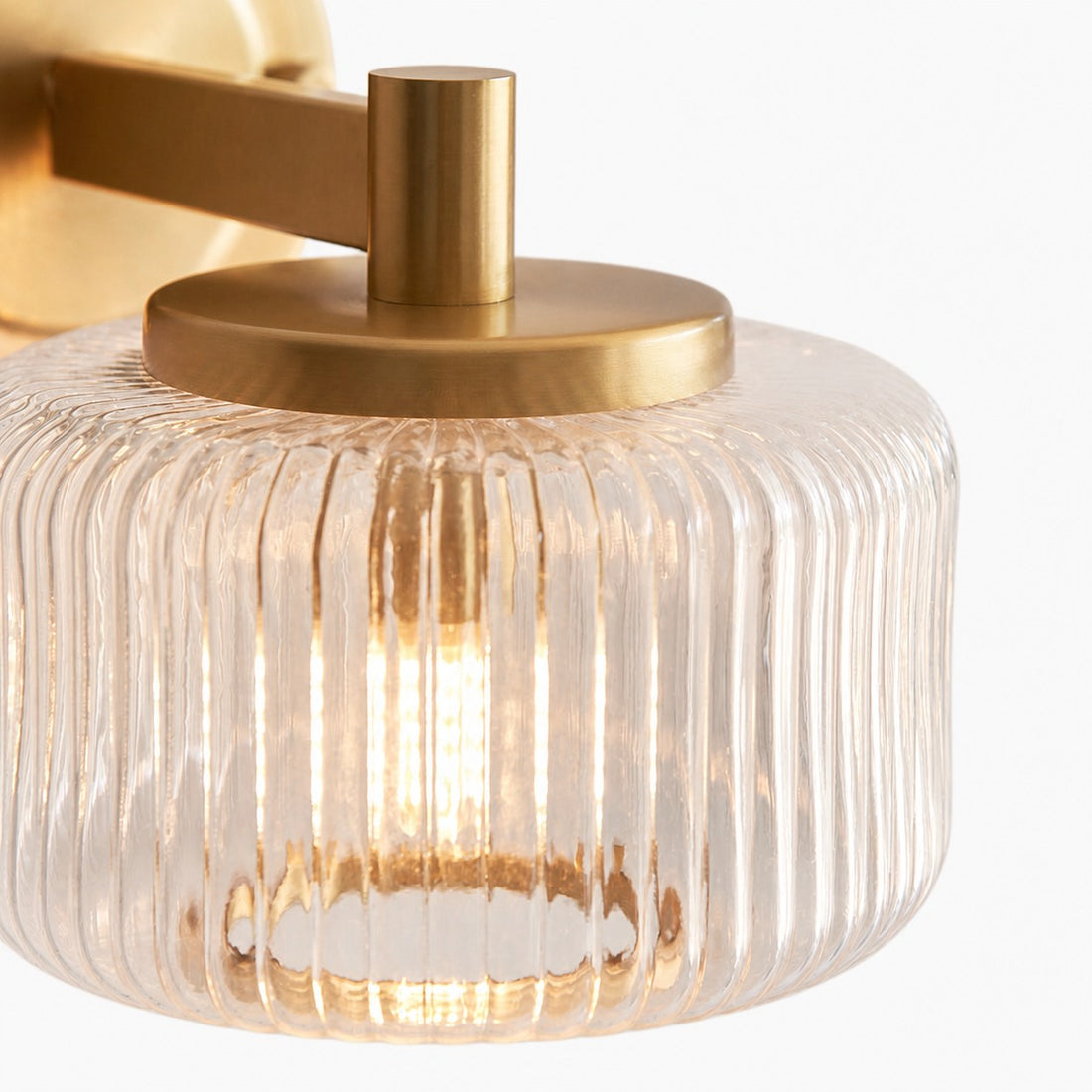Canovus Ribbed Glass Shade Wall Lamp - Elegant Brass Sconce for Living Room Lighting