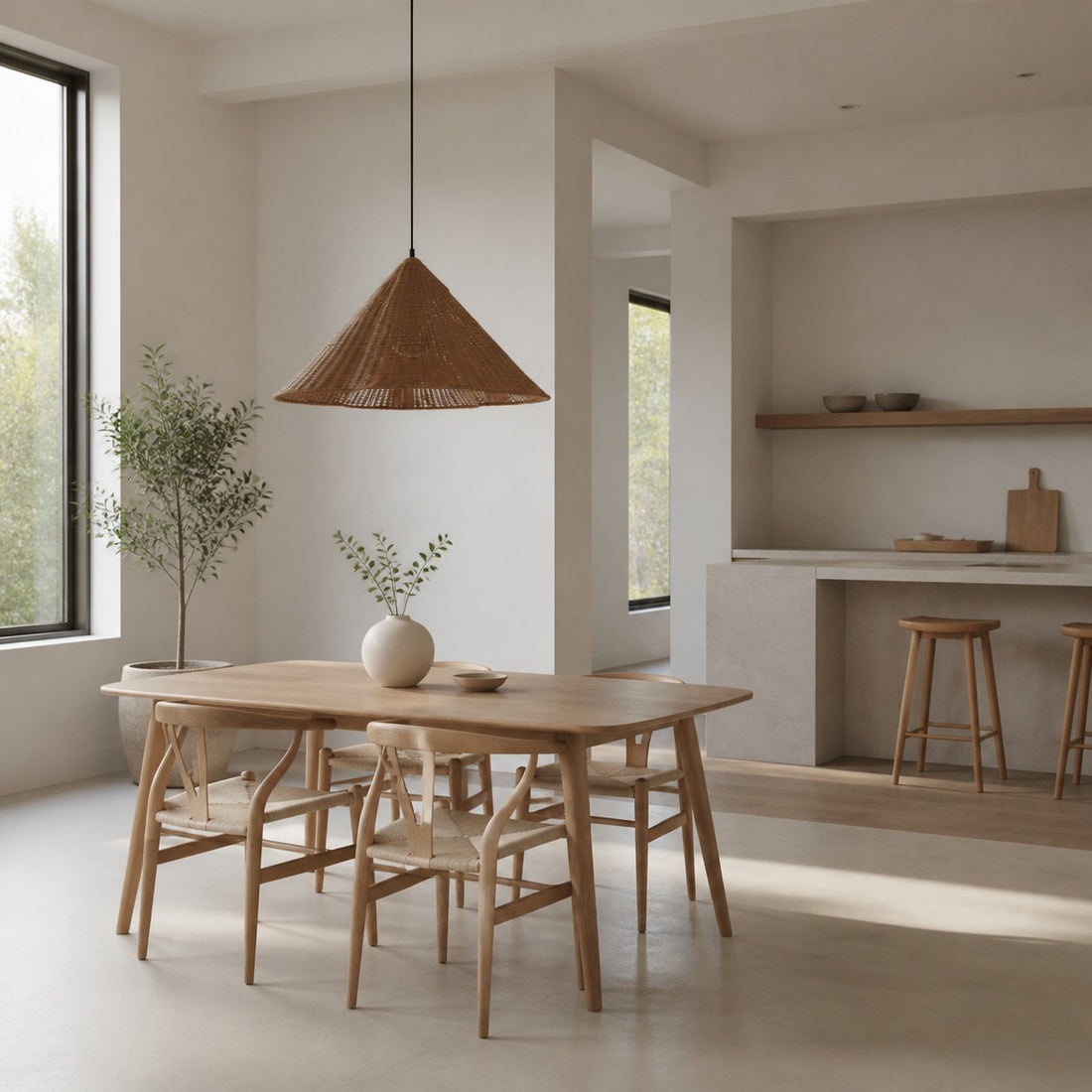 Wickara Natural Rattan Woven Pendant Light – Boho-Chic Hanging Lamp for Living and Dining