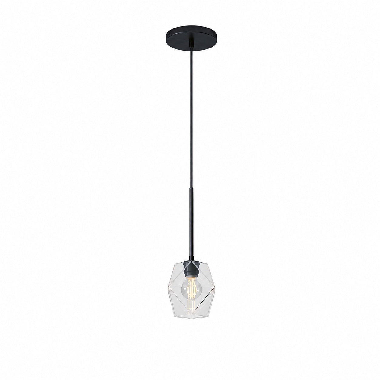 Talvior Faceted Pendant Light – Adjustable Glass Light Fixture
