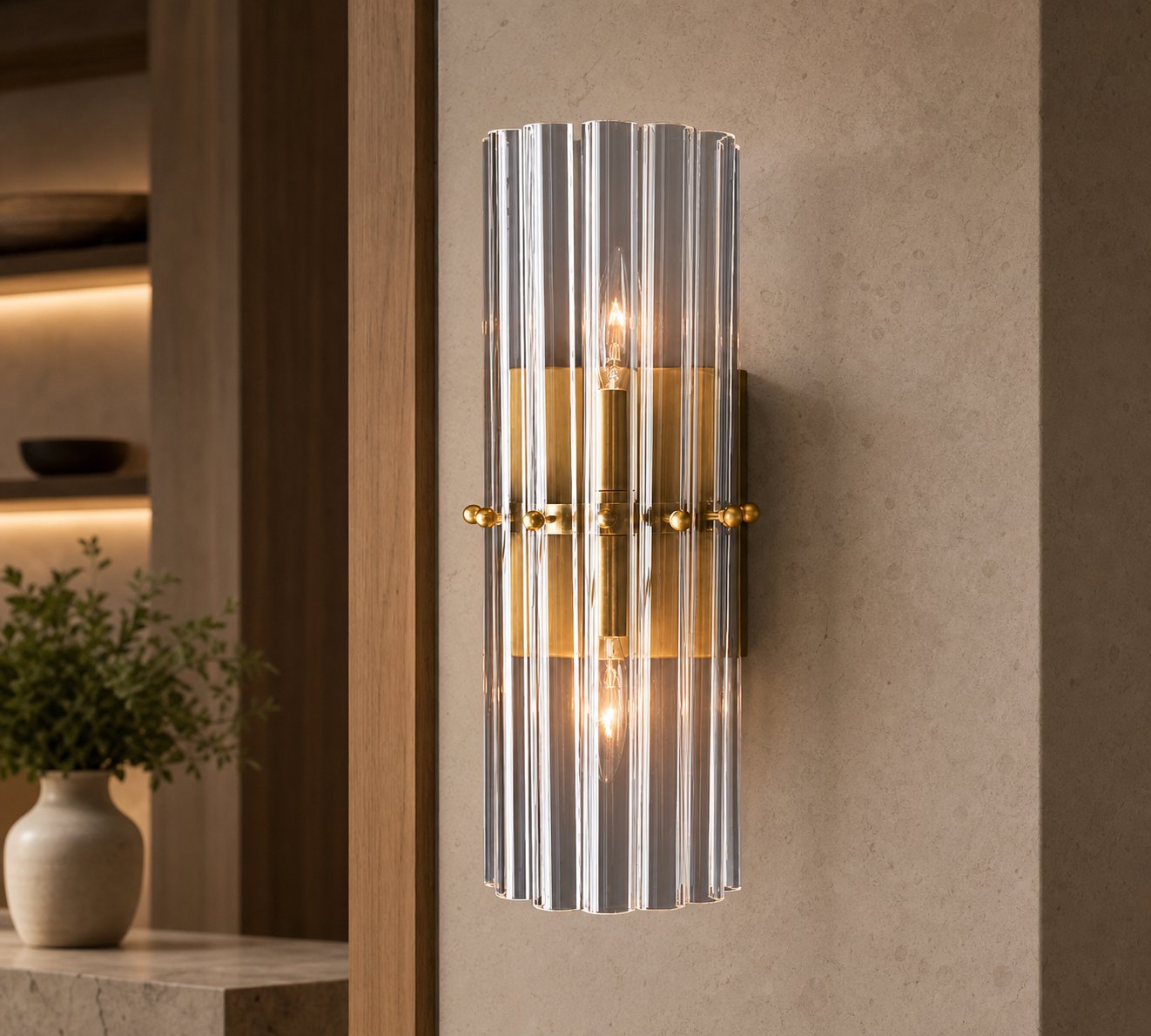 Lumora Crystal Wall Sconce – Elegant Lighting for Hallway & Bedroom