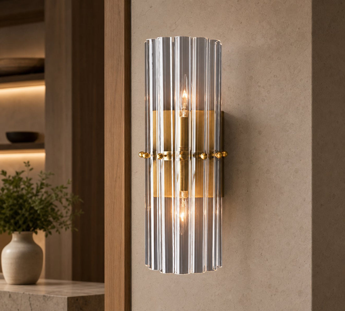Lumora Crystal Wall Sconce – Elegant Lighting for Hallway & Bedroom