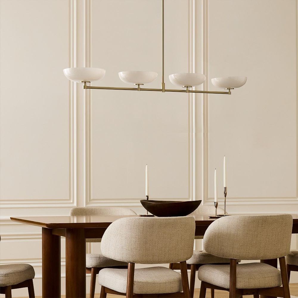 Vega Glass Mid-Century Modern Globe Chandelier with Glass Shades for Dining Room and Kitchen Island