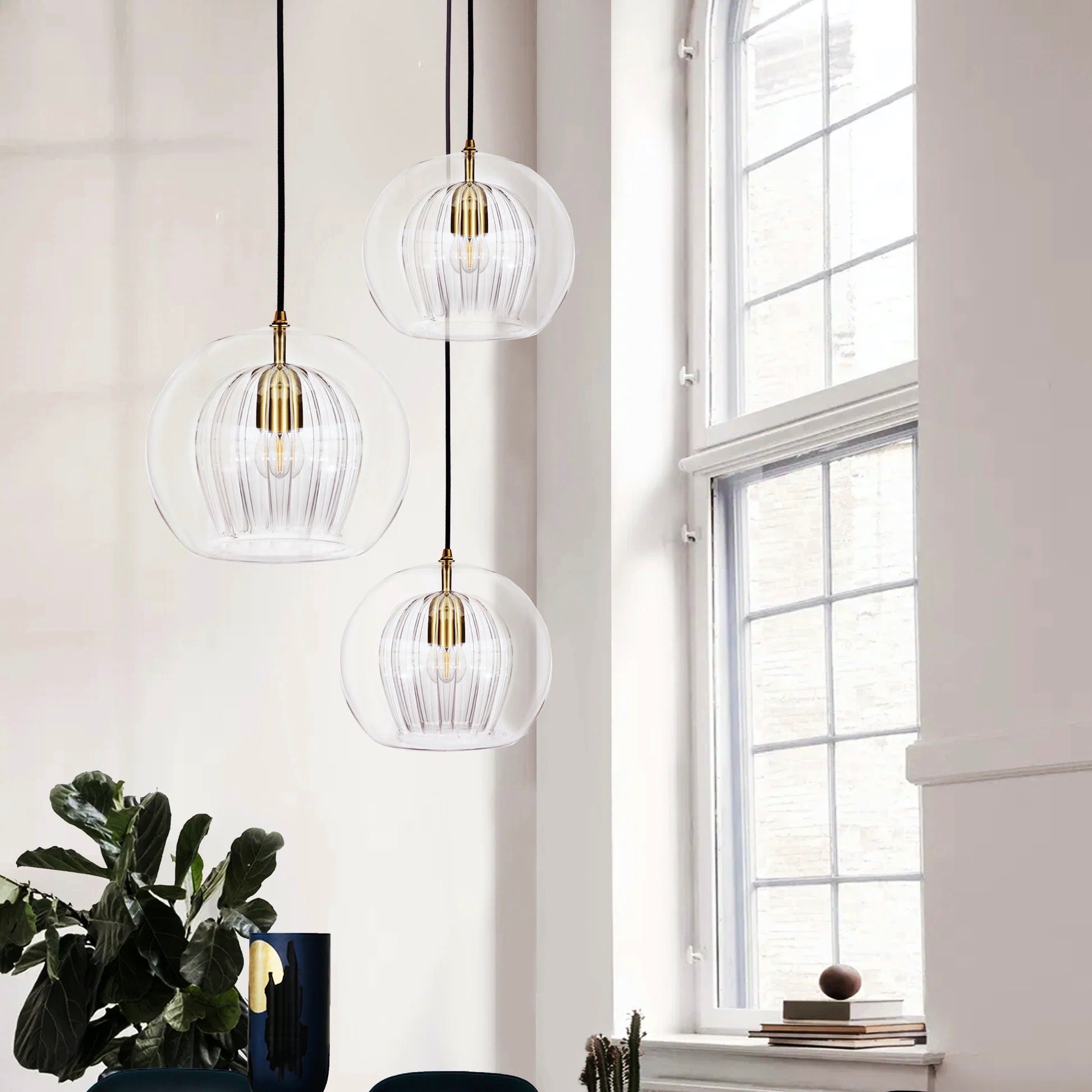 Modern Pleated Glass Pendant Light