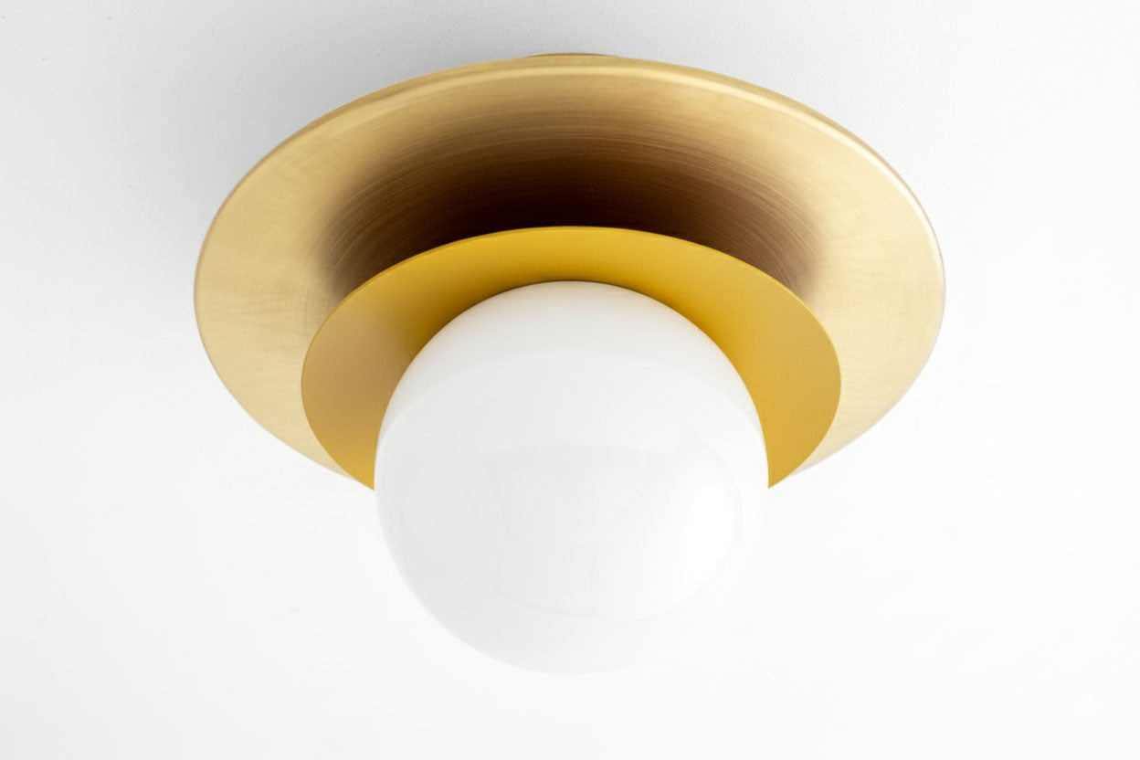 Artivo Layered Brass Globe Light – Versatile Opal Glass Ceiling or Wall Sconce for Stylish Spaces