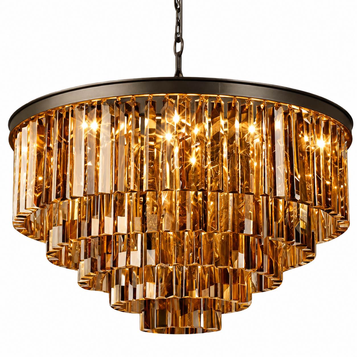Aurevon Crystal Prism Metal Frame Modern Ceiling Chandelier for Home and Hotel