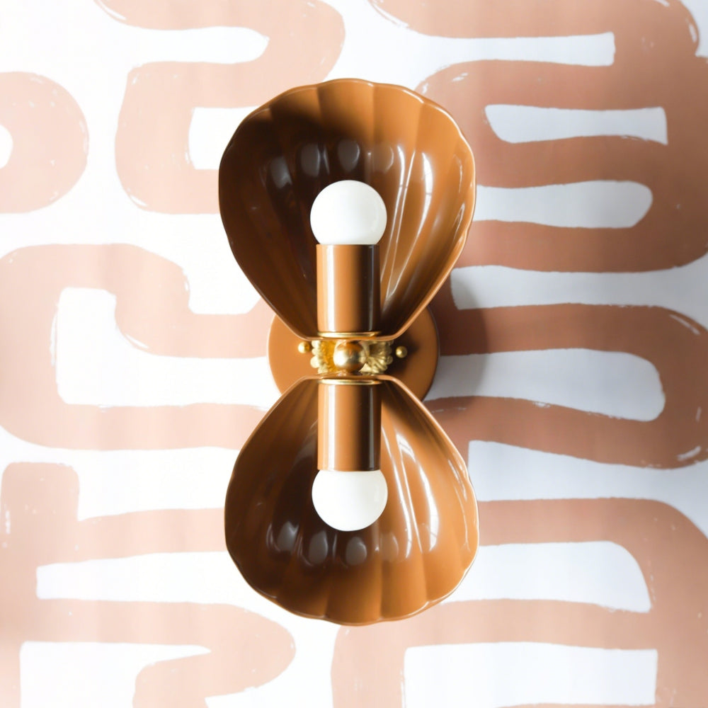 Coastal Shell Wall Light - Double Sconce with Steel and Brass Finish