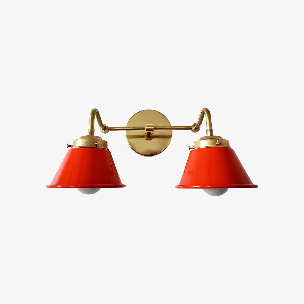 Modern Double Cone Brass Sconce - Accent Lighting For Bathroom & Hallway