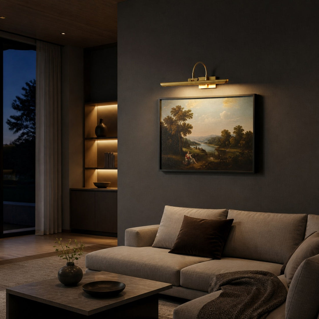 Aurix Picture Light – Slim Shade Artwork Illumination Metal Finish Wall Fixture for Gallery